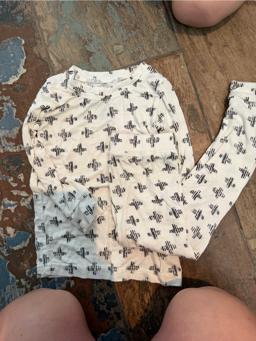 Little Sleepies White and Black Cross-Print Pajama Set
